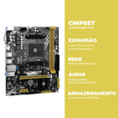 Placa Mãe AMD A320 AM4 Revenger Micro-ATX DDR4 32GB NVMe SATA 6Gb/s - KP-A320