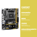 Placa Mãe AMD A520 AM4 Ryzen DDR4 Revenger HDMI M.2 USB 3.0 Micro-ATX - KP-A520