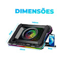 Base Cooler para Notebook RGB Aitek 7 Ângulos Ajustáveis com Suporte para Celular e Ventoinha 14cm - DELTA-B3112GG