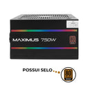 Fonte ATX Gamer Maximus 750W RGB Revenger Ultra-Silenciosa 80 Plus Bronze para PC Desktop