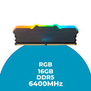 Memória RAM Gamer 16GB DDR5 Aitek 6400MHz RGB Intel/AMD Alta Performance - DELTA-ME6416