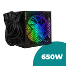 Fonte ATX Para PC Gamer 650W Bivolt Aitek Ventoinha 120mm RGB 80 Plus Bronze - Delta-F650-P