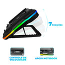 Base Cooler para Notebook RGB Aitek 7 Ângulos Ajustáveis com Suporte para Celular e Ventoinha 14cm - DELTA-B3112GG