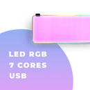 Mousepad Gamer LED RGB 80x30cm 7 Cores Antiderrapante Aitek USB Plug & Play - DELTA-P8030R